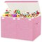 Large Toy Box Chest Storage with Lid - Collapsible Kids Toys Boxes Organizer Bins Baskets with Handles for Boys, Girls,Nursery,Playroom,Clothes,Blanket,Bedroom(Pink)